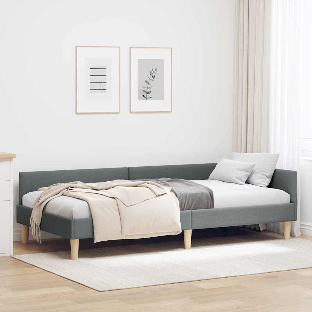 Hjørnesengramme Mørkegrå 100 x 200 cm Stof