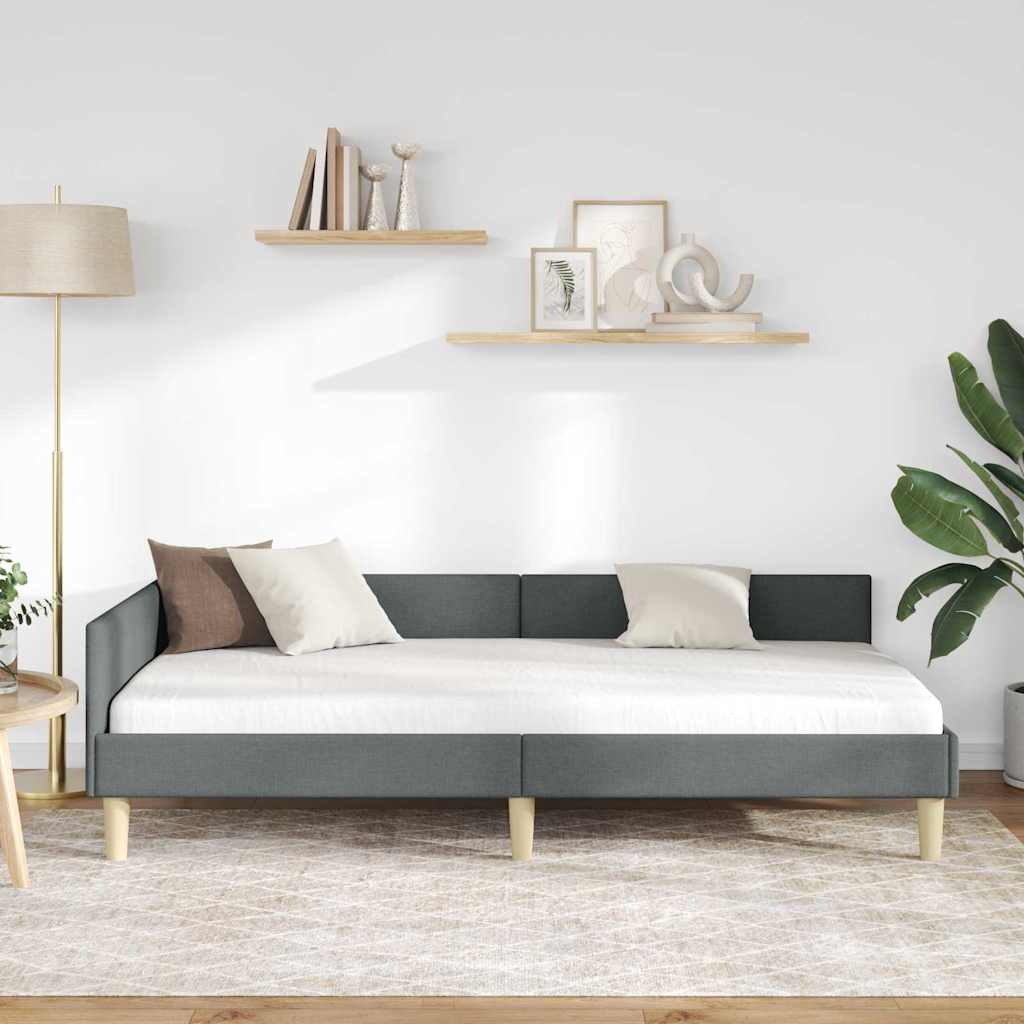 Hjørnesengramme Mørkegrå 100 x 200 cm Stof