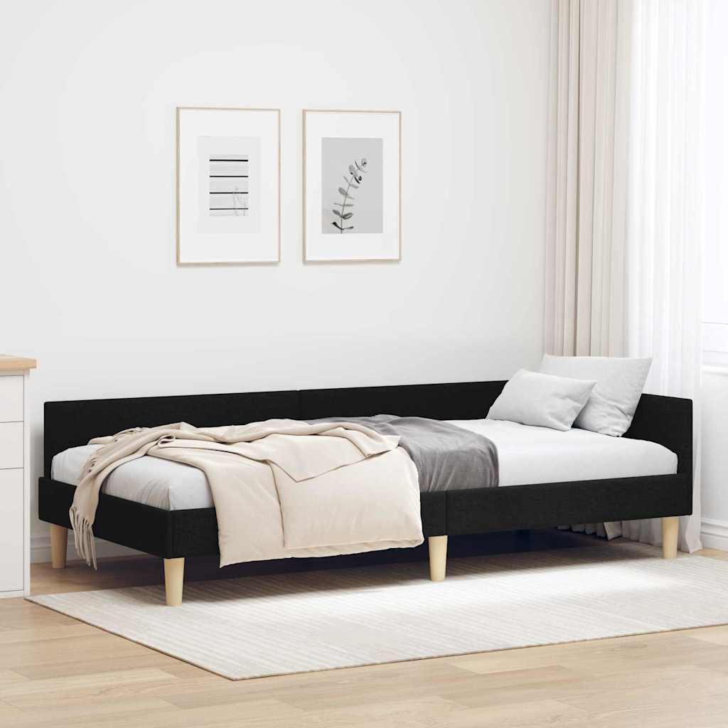 Hjørnesengramme Sort 100 x 200 cm Stof