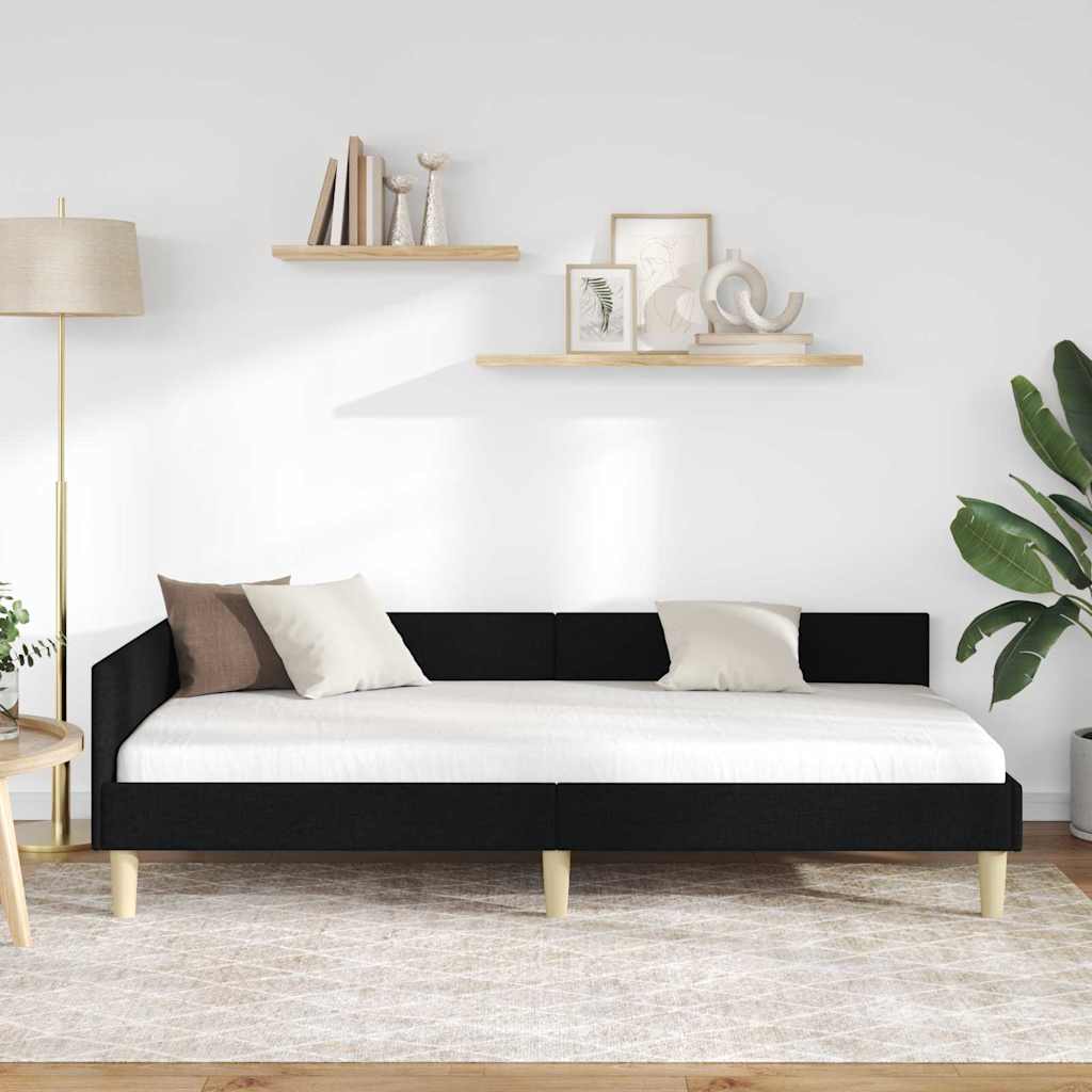 Hjørnesengramme Sort 100 x 200 cm Stof