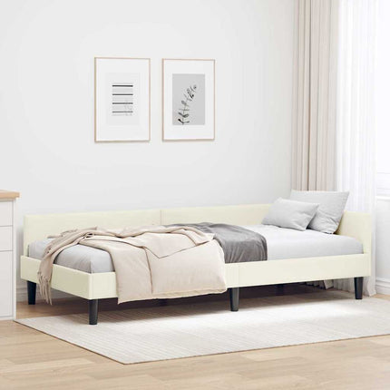 Hjørnesengramme med hovedgærde Creme 80 cm x 200 cm Fløjl