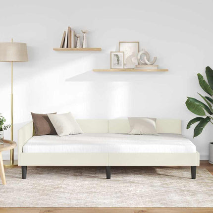 Hjørnesengramme med hovedgærde Creme 80 cm x 200 cm Fløjl