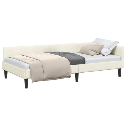 Hjørnesengramme med hovedgærde Creme 80 cm x 200 cm Fløjl