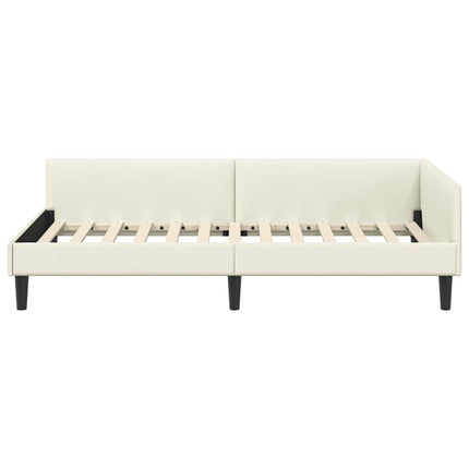 Hjørnesengramme med hovedgærde Creme 80 cm x 200 cm Fløjl