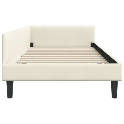 Hjørnesengramme med hovedgærde Creme 80 cm x 200 cm Fløjl