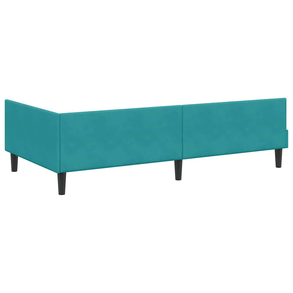 Hjørnesengramme med hovedgærde Turkis 80 cm x 200 cm Fløjl