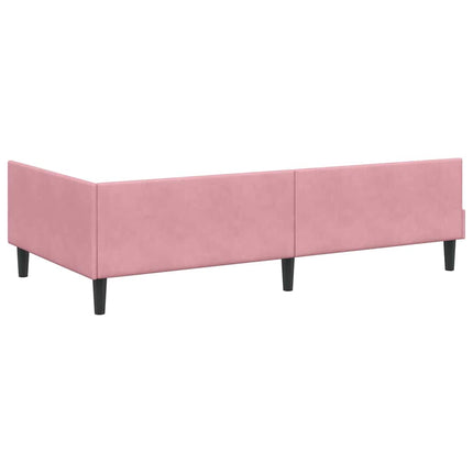 Hjørnesengramme med hovedgærde Lyserød 90 cm x 190 cm Fløjl