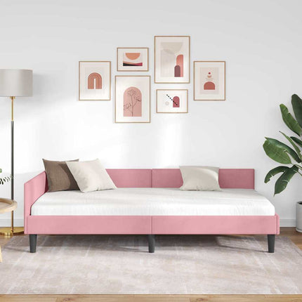 Hjørnesengramme med hovedgærde Lyserød 90 cm x 200 cm Fløjl