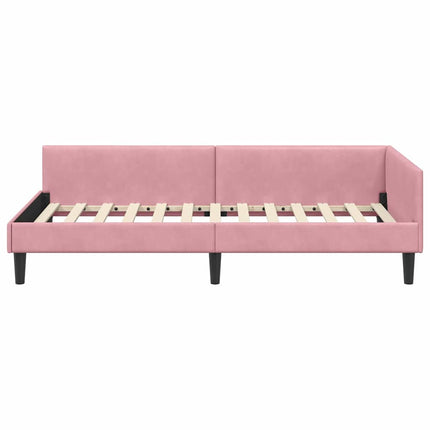 Hjørnesengramme med hovedgærde Lyserød 90 cm x 200 cm Fløjl