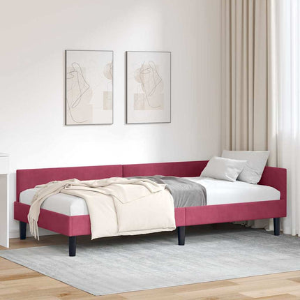 Hjørnesengramme med hovedgærde Vinrød 90 cm x 200 cm Fløjl