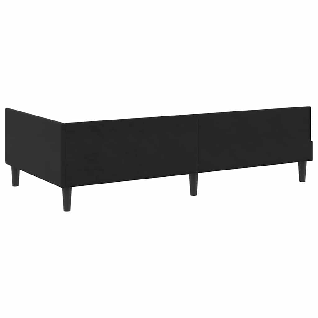 Hjørnesengramme med hovedgærde Sort 90 cm x 200 cm Fløjl