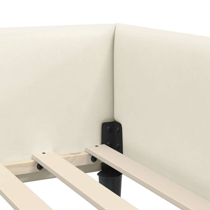 Hjørnesengramme med hovedgærde Creme 90 cm x 200 cm Fløjl