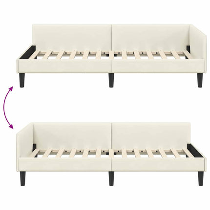 Hjørnesengramme med hovedgærde Creme 90 cm x 200 cm Fløjl