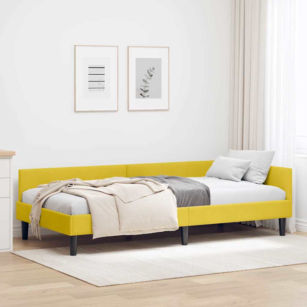 Hjørnesengramme med hovedgærde Gul 100 cm x 200 cm Fløjl