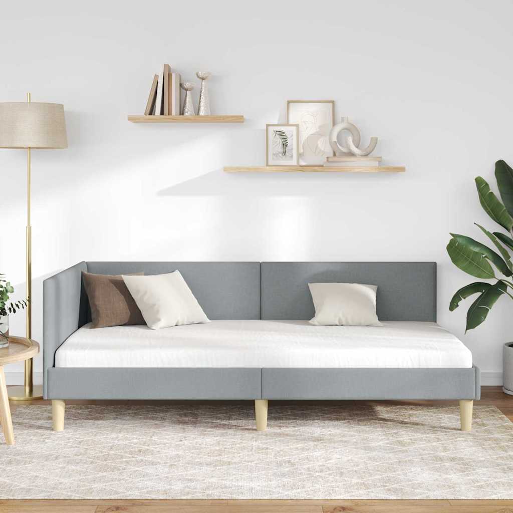 Hjørnesengramme Lysegrå 80 cm x 200 cm Stof og krydsfiner