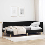 Hjørnesengramme Sort 80 cm x 200 cm Stof og krydsfiner