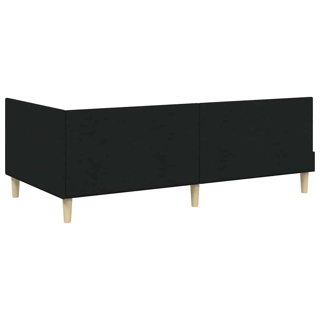 Hjørnesengramme Sort 80 cm x 200 cm Stof og krydsfiner
