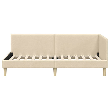 Hjørnesengramme Creme 80 cm x 200 cm Stof og krydsfiner