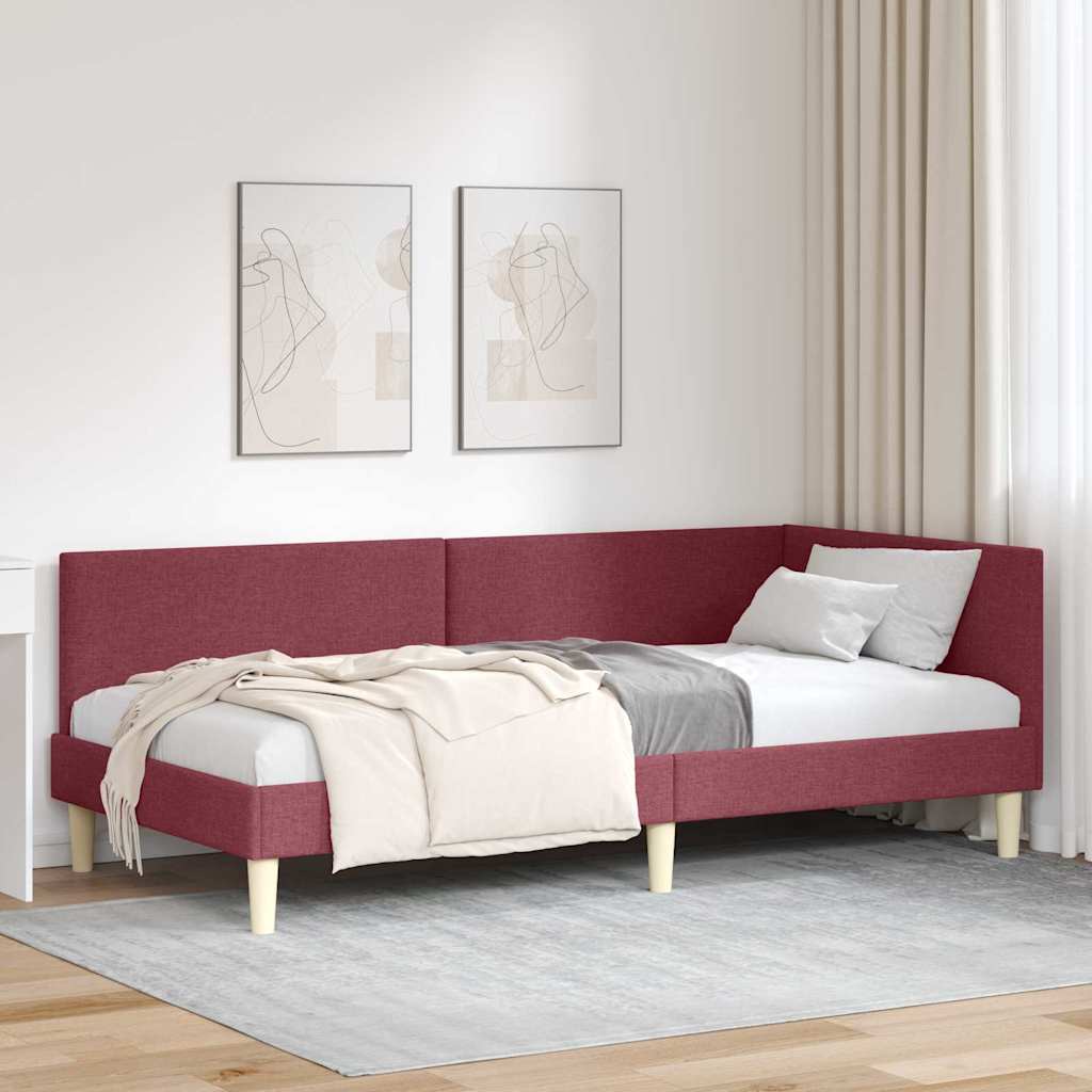 Hjørnesengramme Vinrød 90 cm x 190 cm Stof og krydsfiner