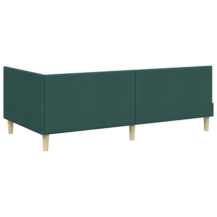 Hjørnesengramme Mørkegrøn 90 cm x 190 cm Stof og krydsfiner