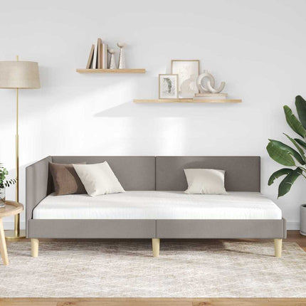 Hjørnesengramme Gråbrun 90 cm x 190 cm Stof og krydsfiner