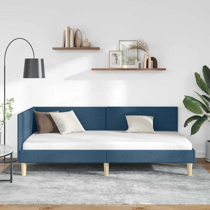 Hjørnesengramme Blå 90 cm x 190 cm Stof og krydsfiner