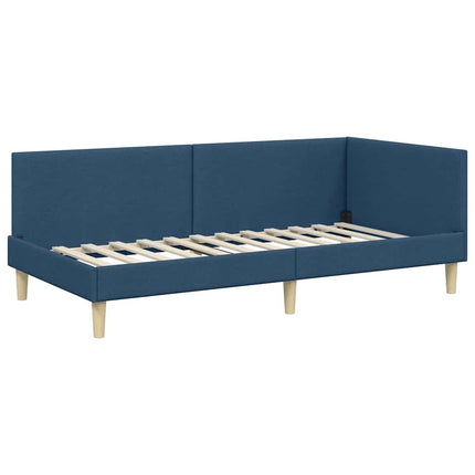 Hjørnesengramme Blå 90 cm x 190 cm Stof og krydsfiner