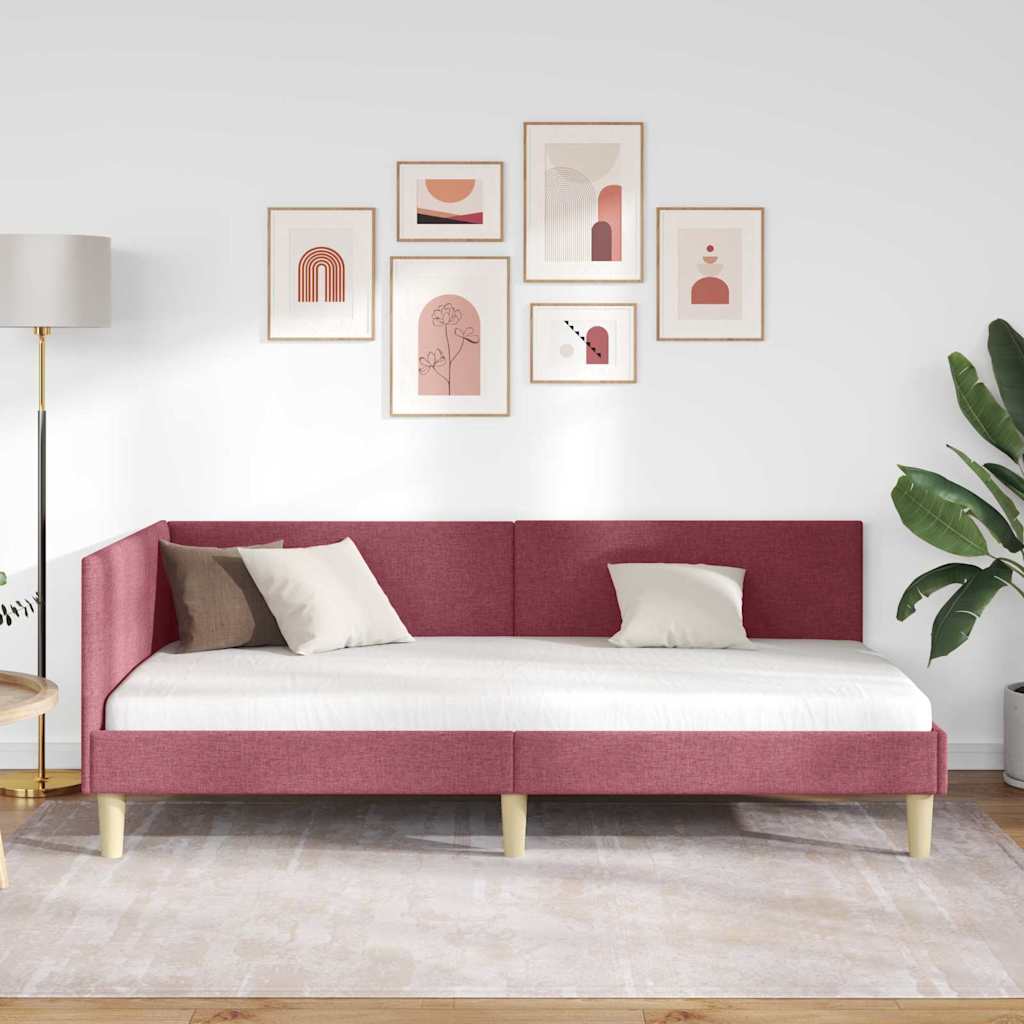 Hjørnesengramme Vinrød 100 cm x 200 cm Stof og krydsfiner