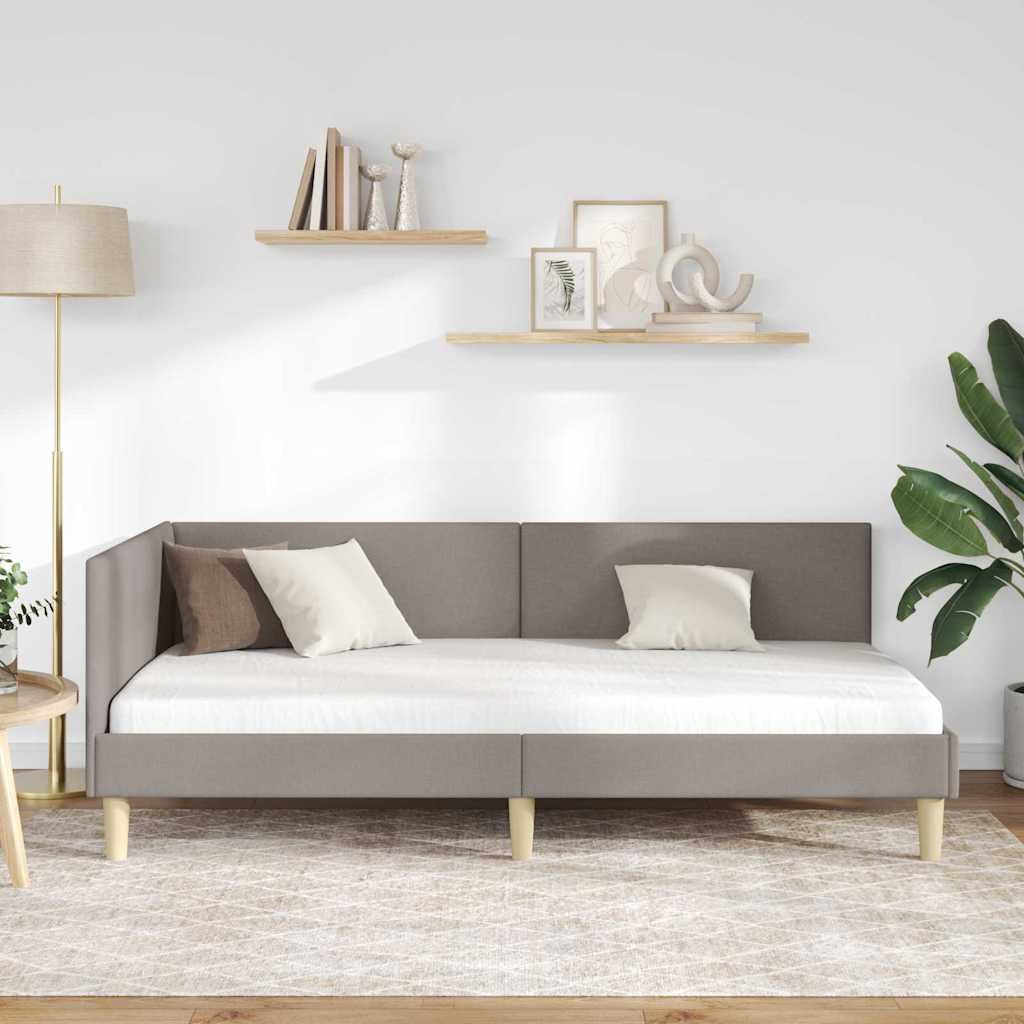 Hjørnesengramme Gråbrun 100 cm x 200 cm Stof og krydsfiner