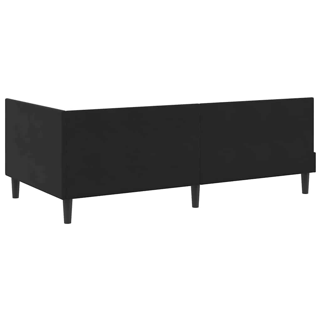 Hjørnesengramme med hovedgærde Sort 80 cm x 200 cm Fløjl