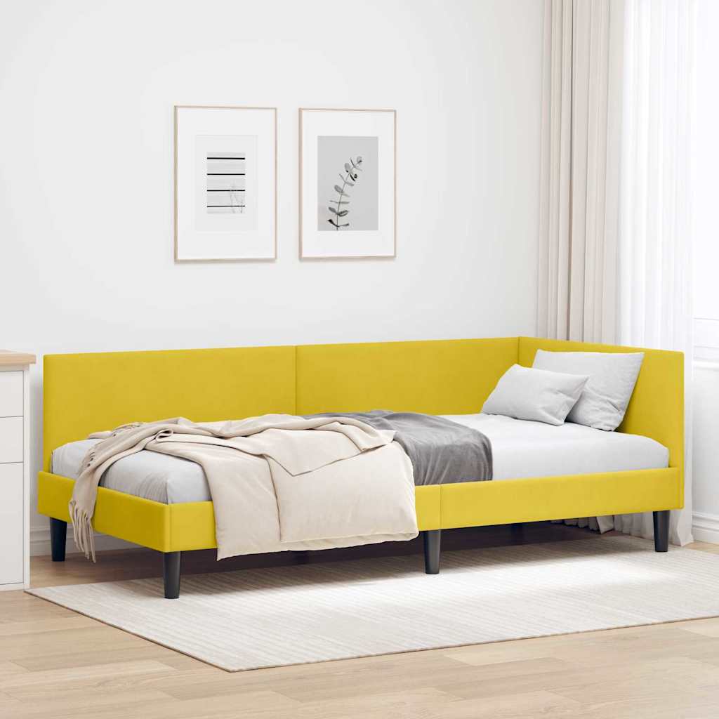 Hjørnesengramme med hovedgærde Gul 80 cm x 200 cm Fløjl