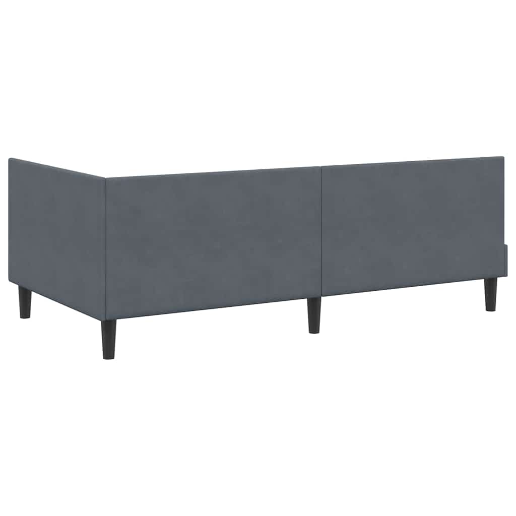 Hjørnesengramme med hovedgærde Mørkegrå 90 cm x 200 cm Fløjl