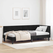 Hjørnesengramme med hovedgærde Sort 90 cm x 200 cm Fløjl