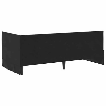 Hjørnesengramme med hovedgærde Sort 90 cm x 190 cm Fløjl