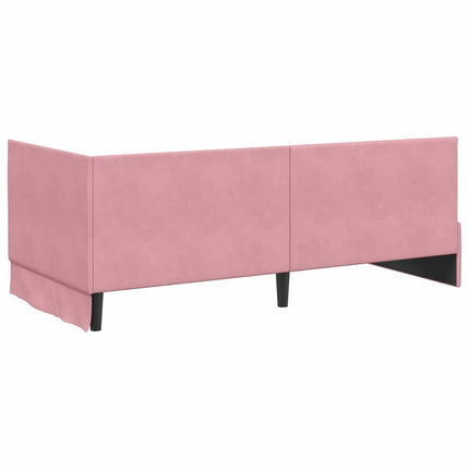 Hjørnesengramme med hovedgærde Lyserød 90 cm x 200 cm Fløjl