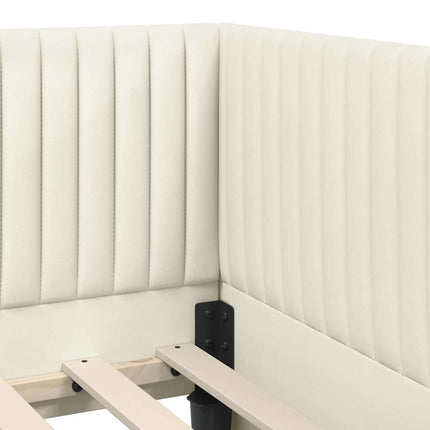 Hjørnesengramme med hovedgærde Creme 90 cm x 200 cm Fløjl