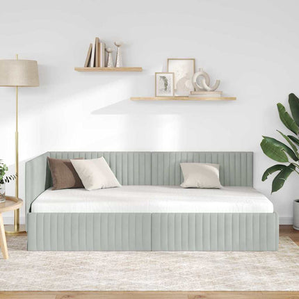 Hjørnesengramme med hovedgærde Lysegrå 100 cm x 200 cm Fløjl