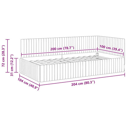 Hjørnesengramme med hovedgærde Sort 100 cm x 200 cm Fløjl