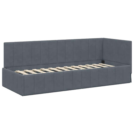 Hjørnesengramme med hovedgærde Mørkegrå 80 cm x 200 cm Fløjl
