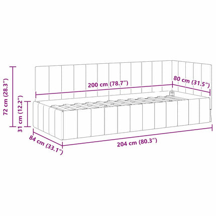 Hjørnesengramme med hovedgærde Mørkegrå 80 cm x 200 cm Fløjl