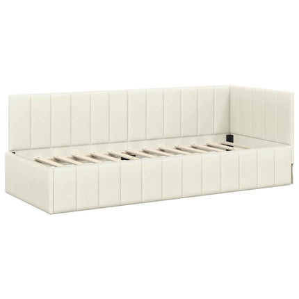 Hjørnesengramme med hovedgærde Creme 80 cm x 200 cm Fløjl