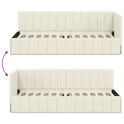 Hjørnesengramme med hovedgærde Creme 80 cm x 200 cm Fløjl