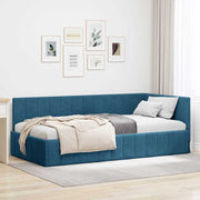 Hjørnesengramme med hovedgærde Blå 90 cm x 200 cm Fløjl