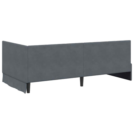 Hjørnesengramme med hovedgærde Mørkegrå 90 cm x 200 cm Fløjl