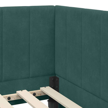 Hjørnesengramme med hovedgærde Mørkegrøn 90 cm x 200 cm Fløjl