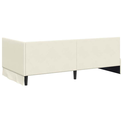Hjørnesengramme med hovedgærde Creme 90 cm x 200 cm Fløjl