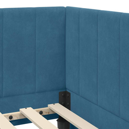 Hjørnesengramme med hovedgærde Blå 100 cm x 200 cm Fløjl