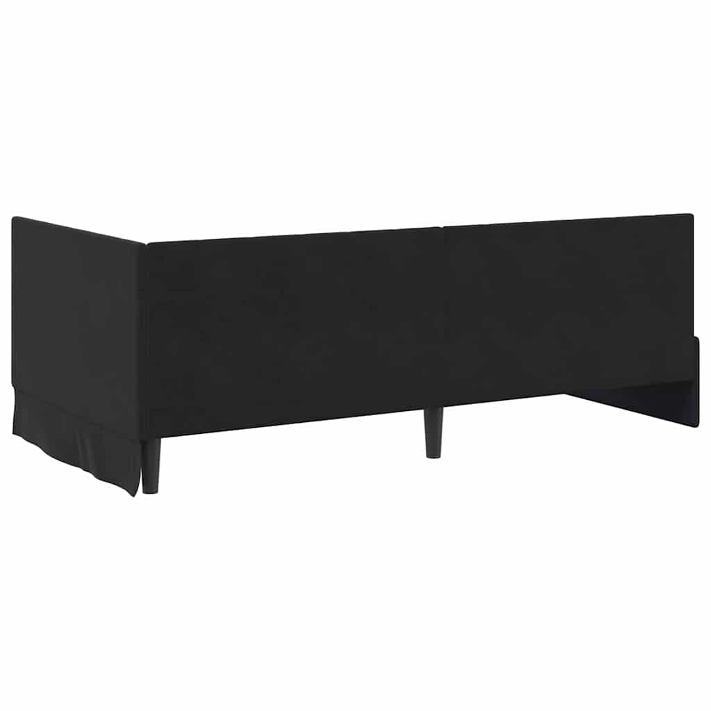 Hjørnesengramme med hovedgærde Sort 100 cm x 200 cm Fløjl