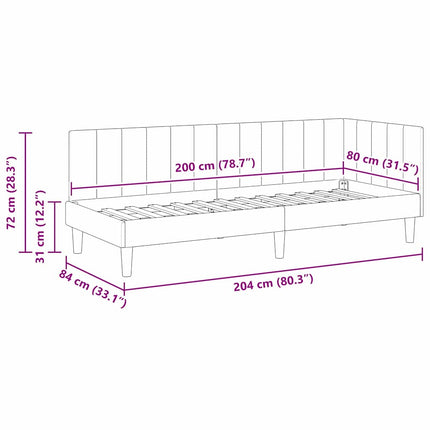 Hjørnesengramme med hovedgærde Lyserød 80 cm x 200 cm Fløjl