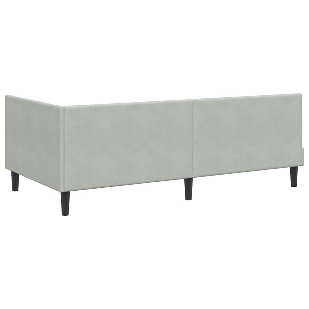 Hjørnesengramme med hovedgærde Lysegrå 90 cm x 190 cm Fløjl